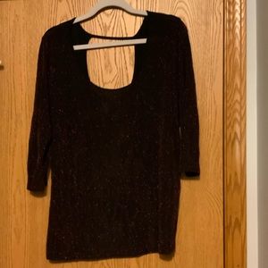 Deb brand 3x 3/4 sleeve red/black shimmer top